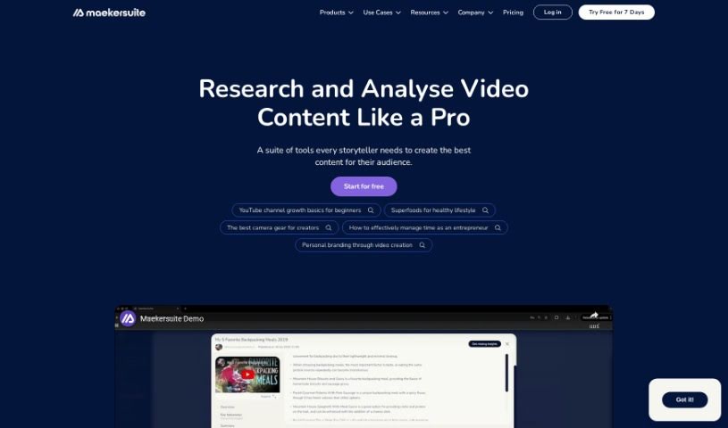 Screenshot of Maekersuite