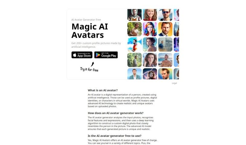 Screenshot of Magic AI Avatars