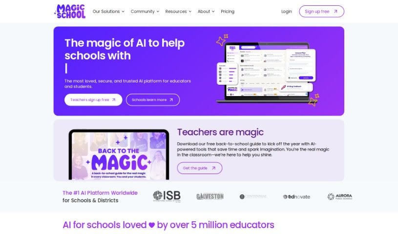 Screenshot of Magic School AI