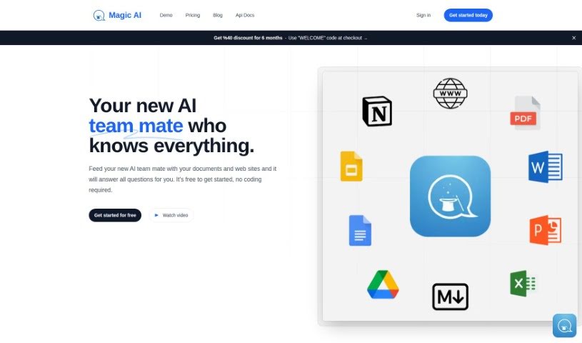 Screenshot of MagicAI Chatbots