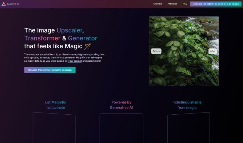 Screenshot of Magnific AI