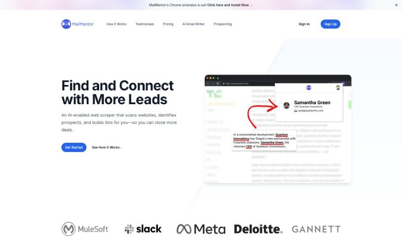 Screenshot of MailMentor