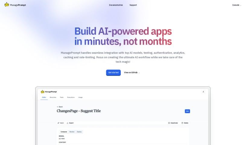 Screenshot of Manageprompt
