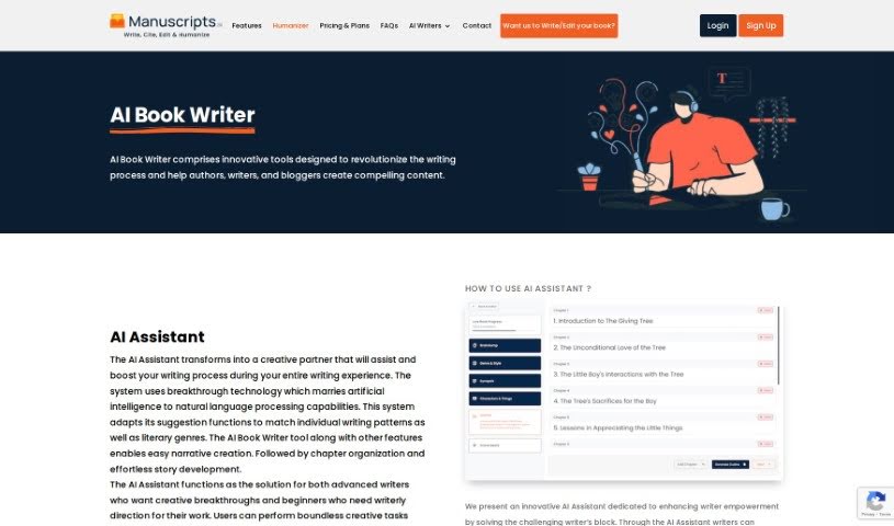Screenshot of Manuscriptsai AI Writer