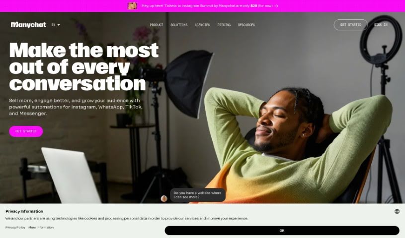 Screenshot of Manychat