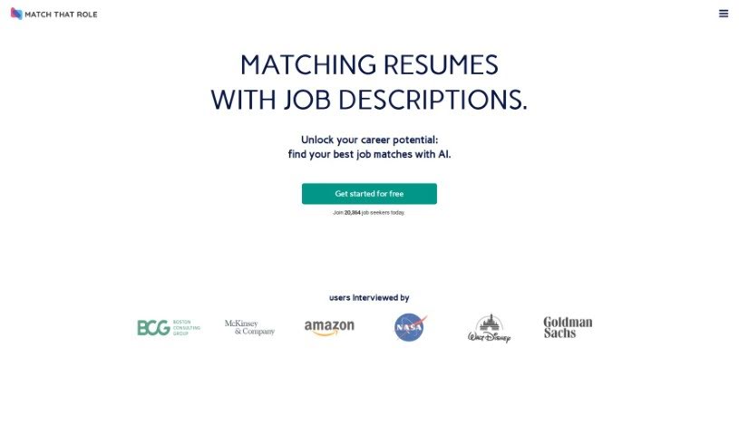 Screenshot of Match That Role