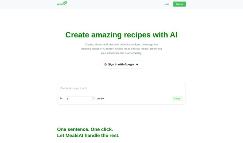 Screenshot of MealsAI