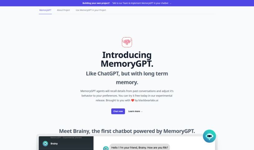 Screenshot of MemoryGPT