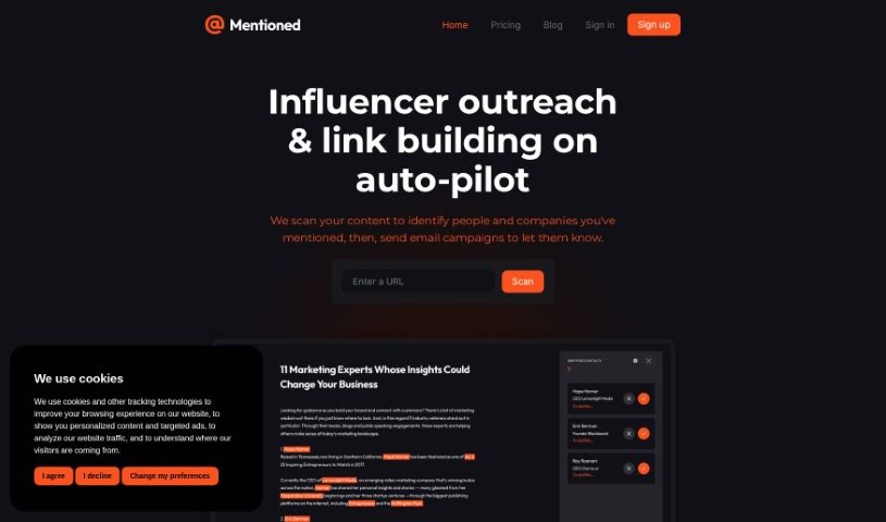 Screenshot of Mentioned