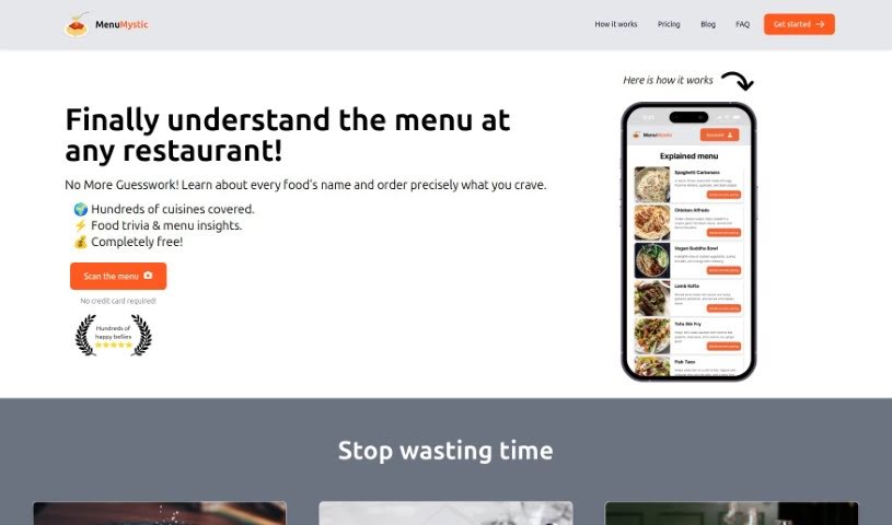 Screenshot of Menu Mystic