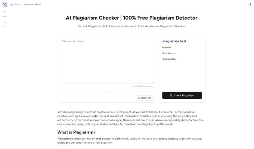 Screenshot of Merlin AI Plagiarism Checker