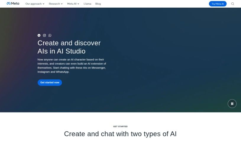 Screenshot of Meta AI Studio