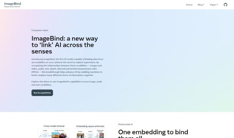 Screenshot of Meta ImageBind