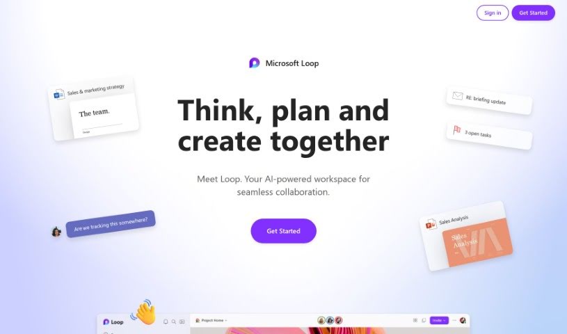 Screenshot of Microsoft Loop
