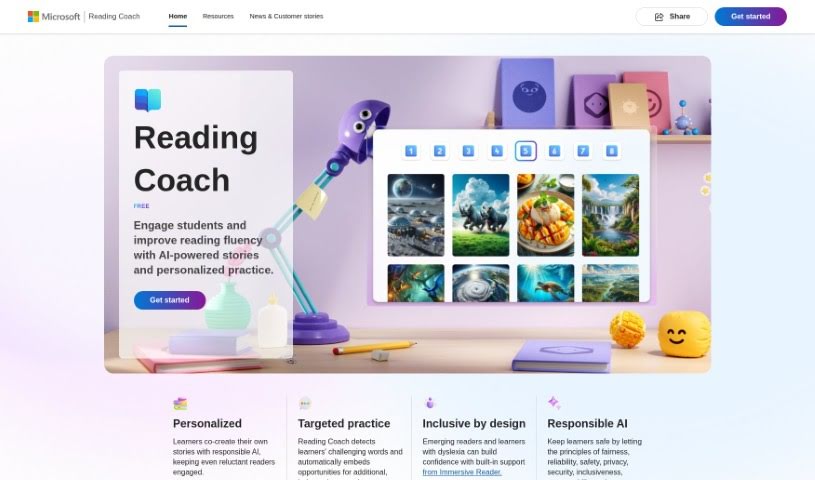 Screenshot of Microsoft Reading Coach Preview