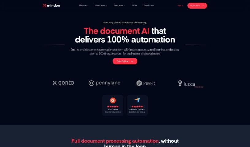 Screenshot of Mindee