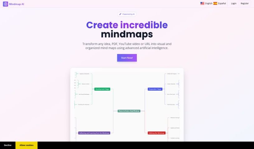 Screenshot of MindmapAI