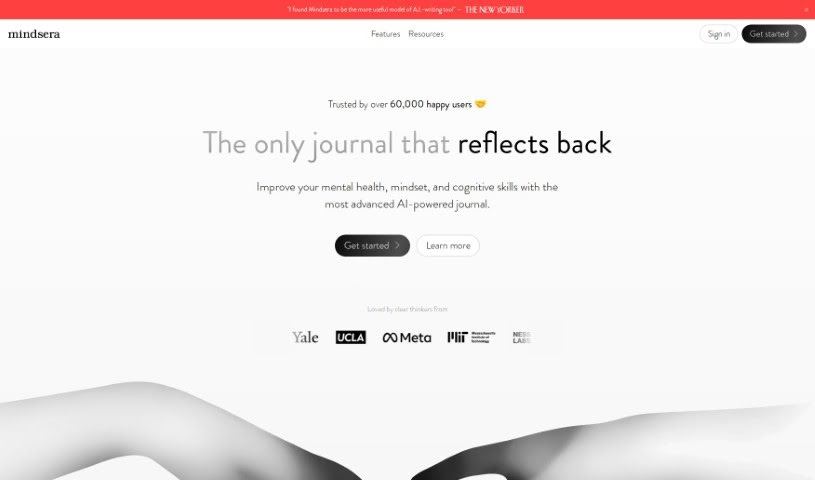 Screenshot of Mindsera