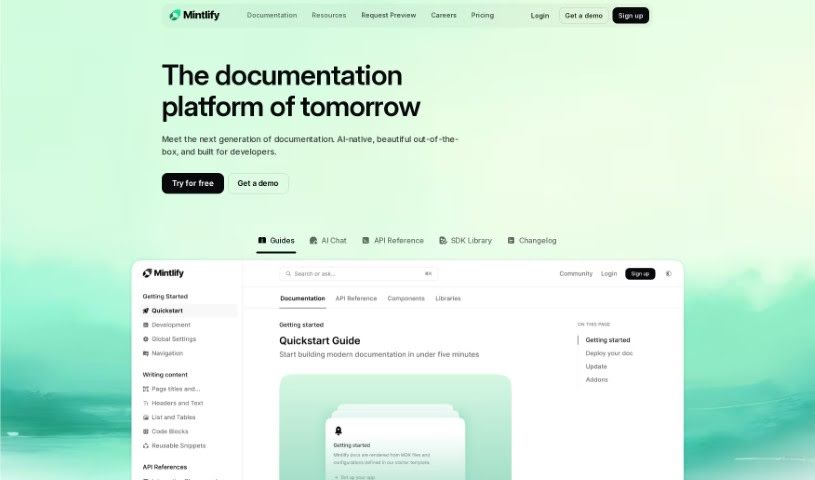 Screenshot of Mintlify