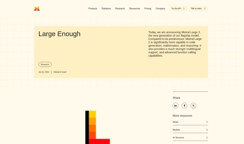 Screenshot of Mistral AI Mistral Large 2