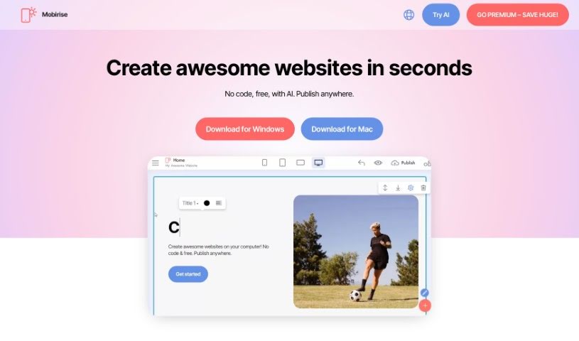 Screenshot of Mobirise