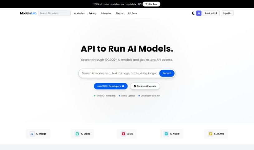 Screenshot of ModelsLab