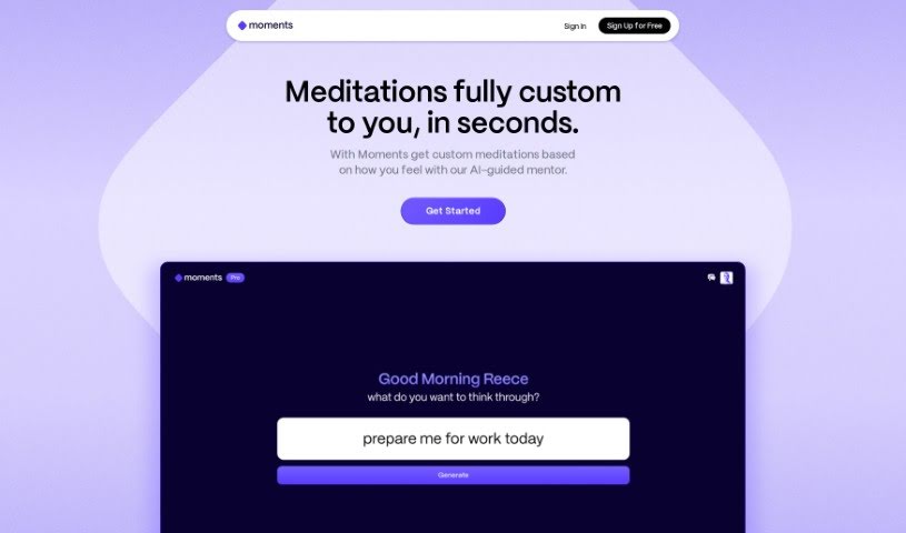 Screenshot of Momentsai