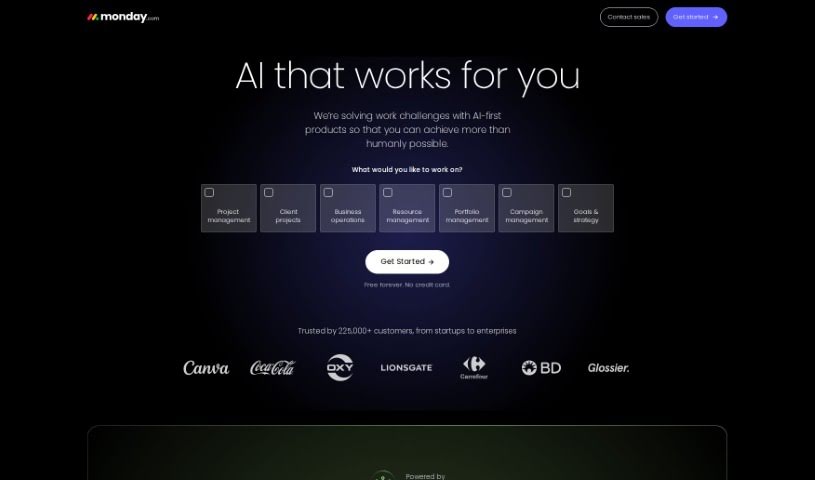 Screenshot of Monday Ai