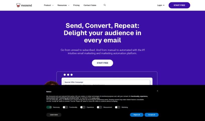 Screenshot of Moosend