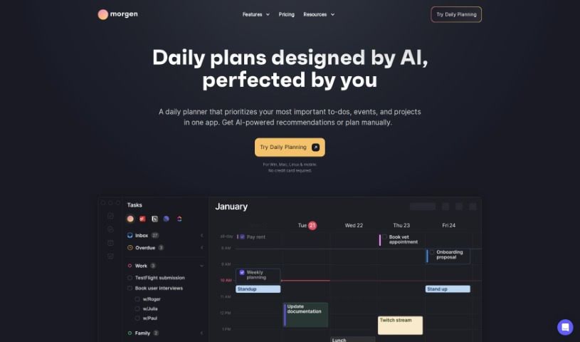 Screenshot of Morgen