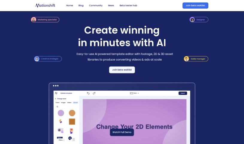 Screenshot of Motionshift
