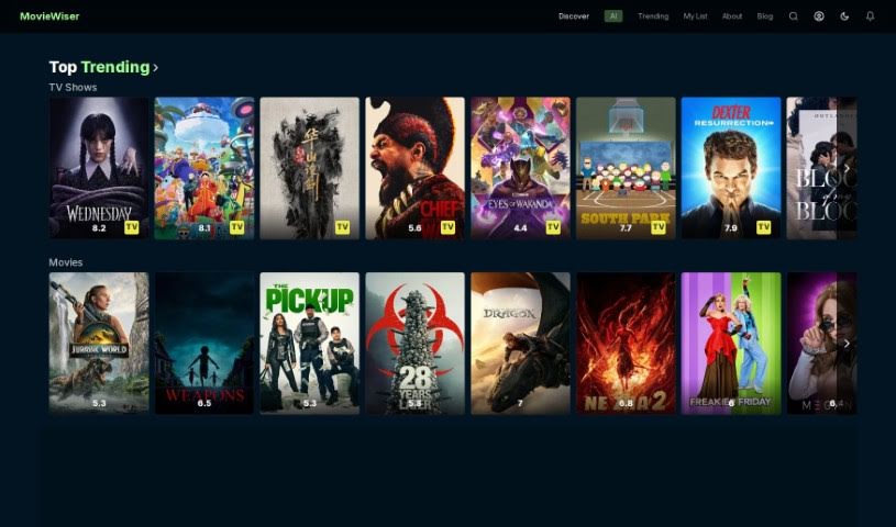 Screenshot of MovieWiser