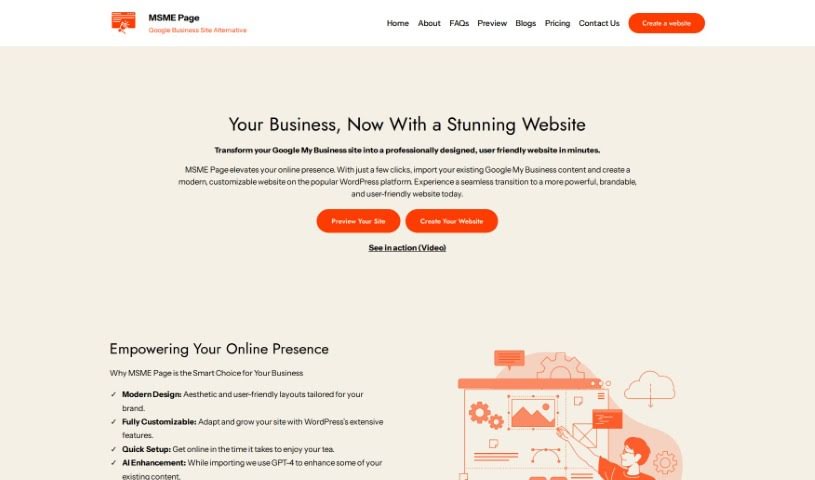 Screenshot of Msme Page