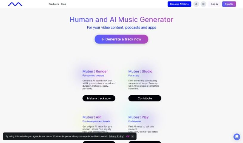 Screenshot of Mubert