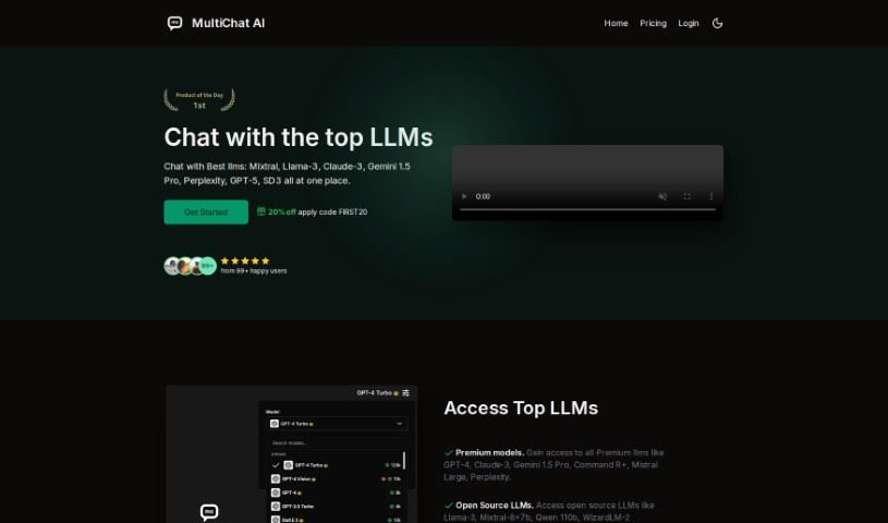 Screenshot of Multichat AI