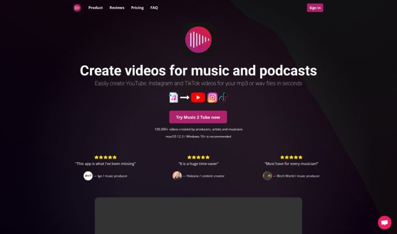 Screenshot of Music 2 Tube