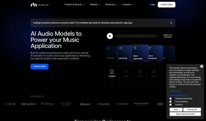 Screenshot of Music AI