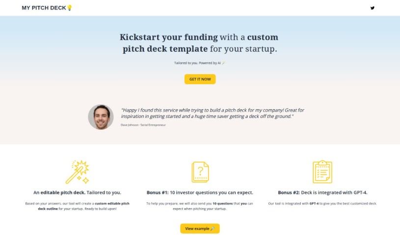 Screenshot of My Pitch Deck