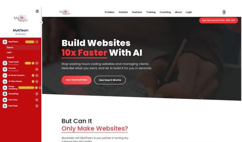 Screenshot of MyAiTeam