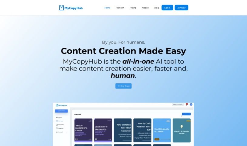 Screenshot of MyCopyHub