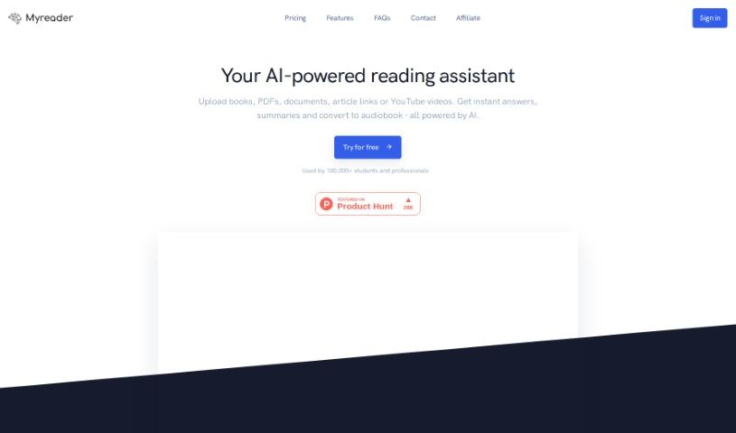 Screenshot of Myreader AI
