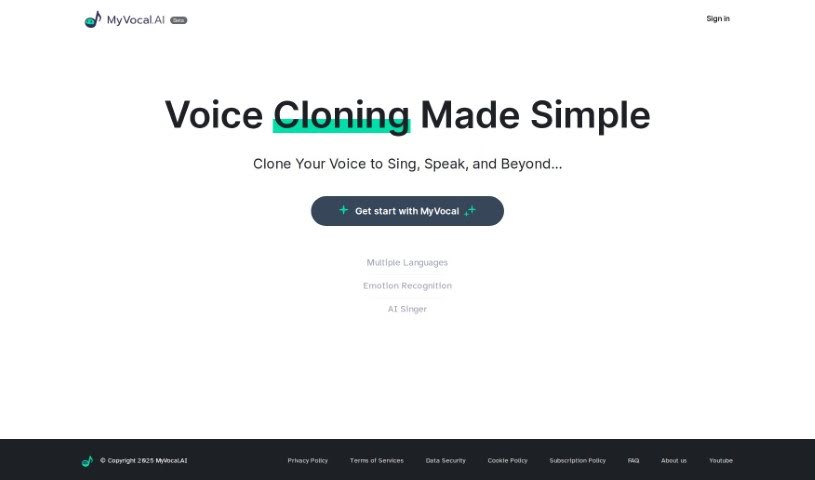 Screenshot of Myvocal.ai