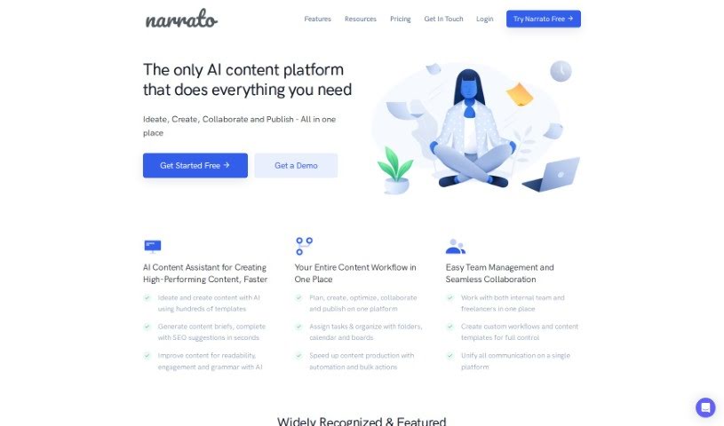 Screenshot of Narrato