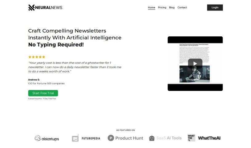 Screenshot of Neural Newsletters