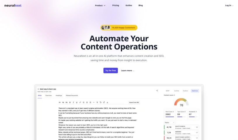 Screenshot of Neural Text