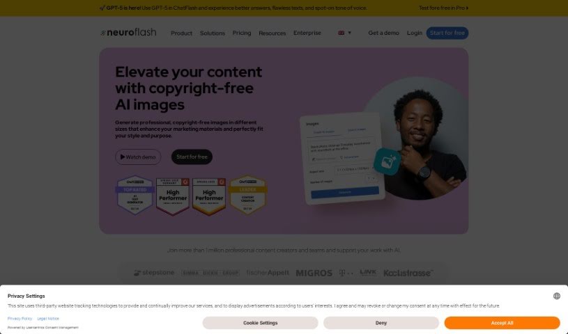 Screenshot of Neuroflash AI Image Generator