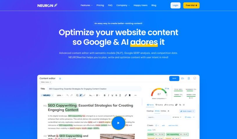 Screenshot of NeuronWriter