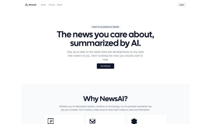 Screenshot of NewsAI