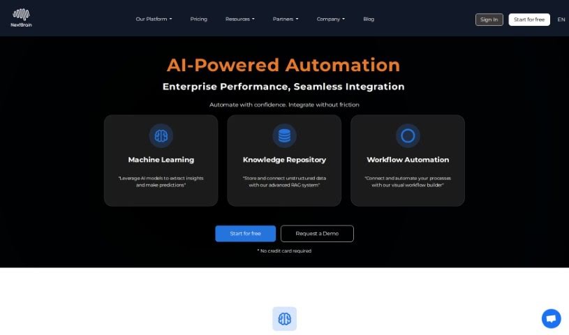 Screenshot of NextBrain AI