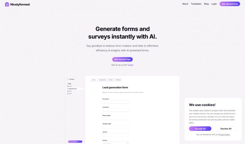 Screenshot of Nicelyformed